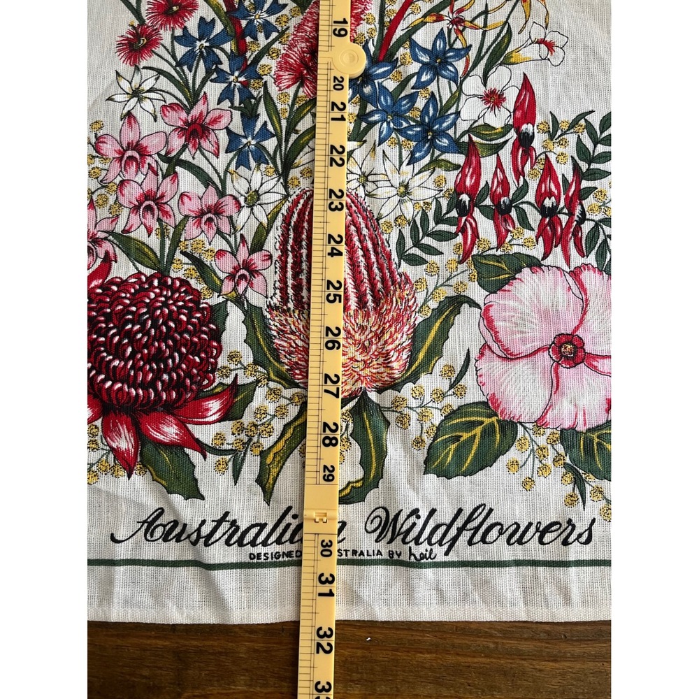 NEIL Tea Towel 1999 Calendar Australian Wildflowers Vintage OS Cream Linen - Picture 7 of 7